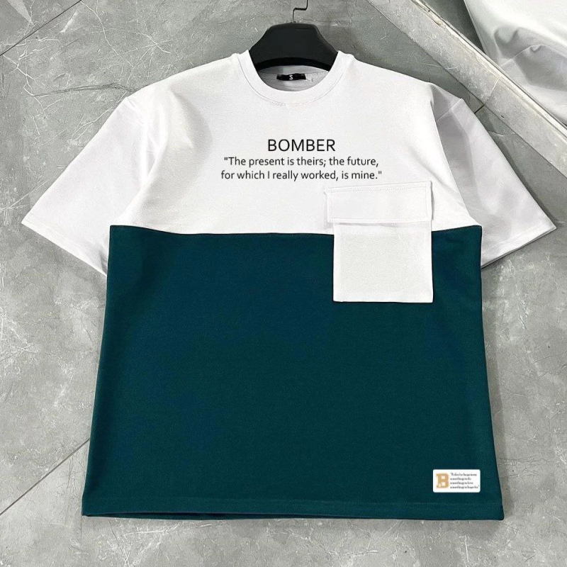 Torba Cep Detaylı  Parçalı T-Shirt - Lacivert -